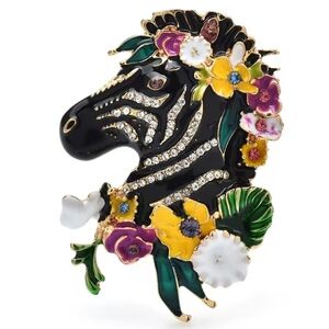 New Zebra Floral Brooch – Statement Pin Jacket Scarf Coat Charm Bag